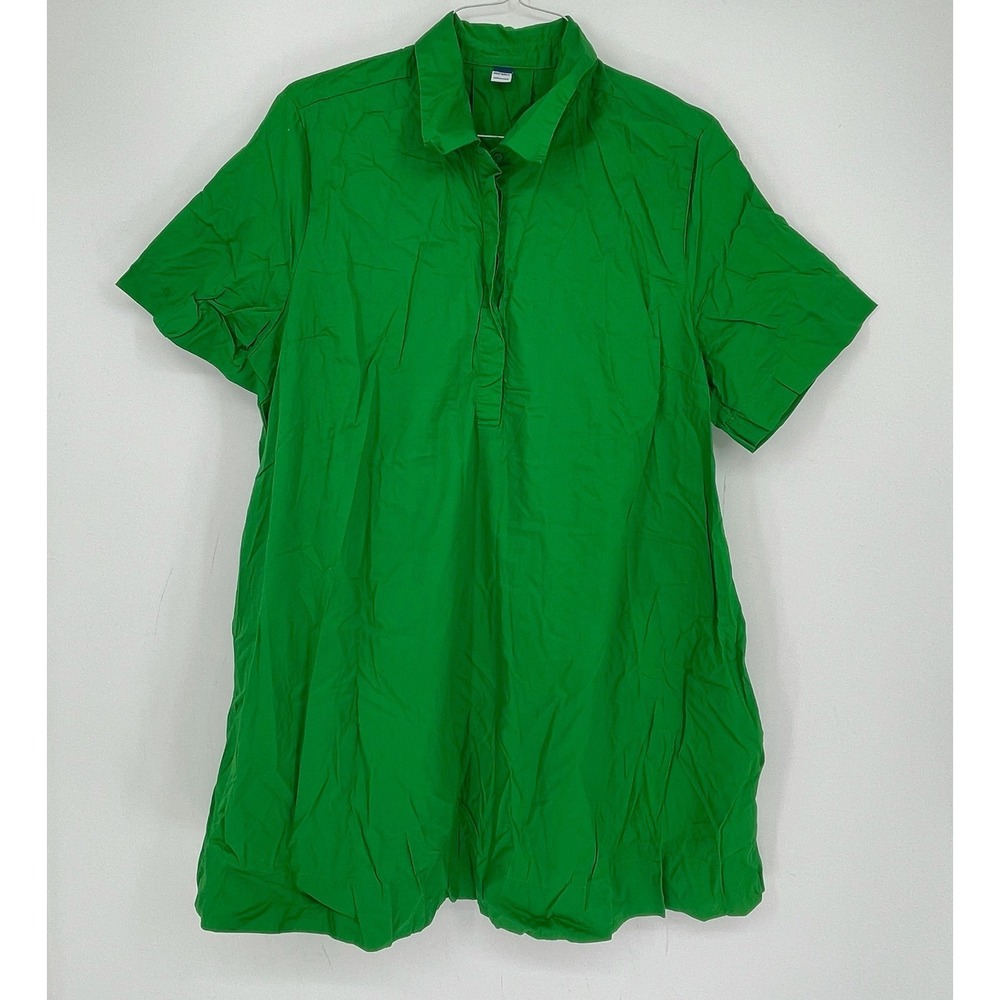 Old Navy Women's Green Cotton Short Sleeve Pocket Shirt Dress Size XL